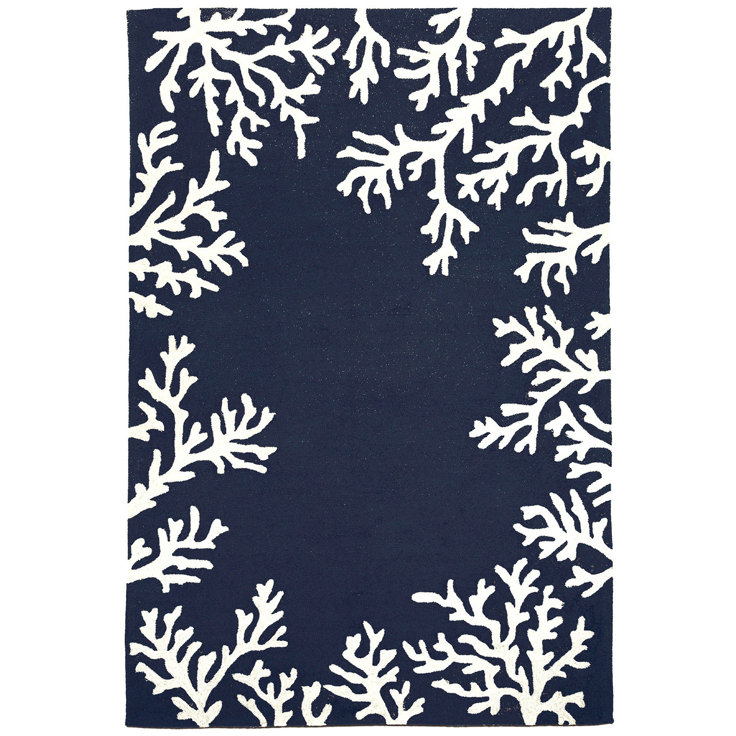 Liora Manne Capri Indoor/Outdoor Durable Hand-Tufted  UV Stabilized Rug- Coral Border Navy  Product Image