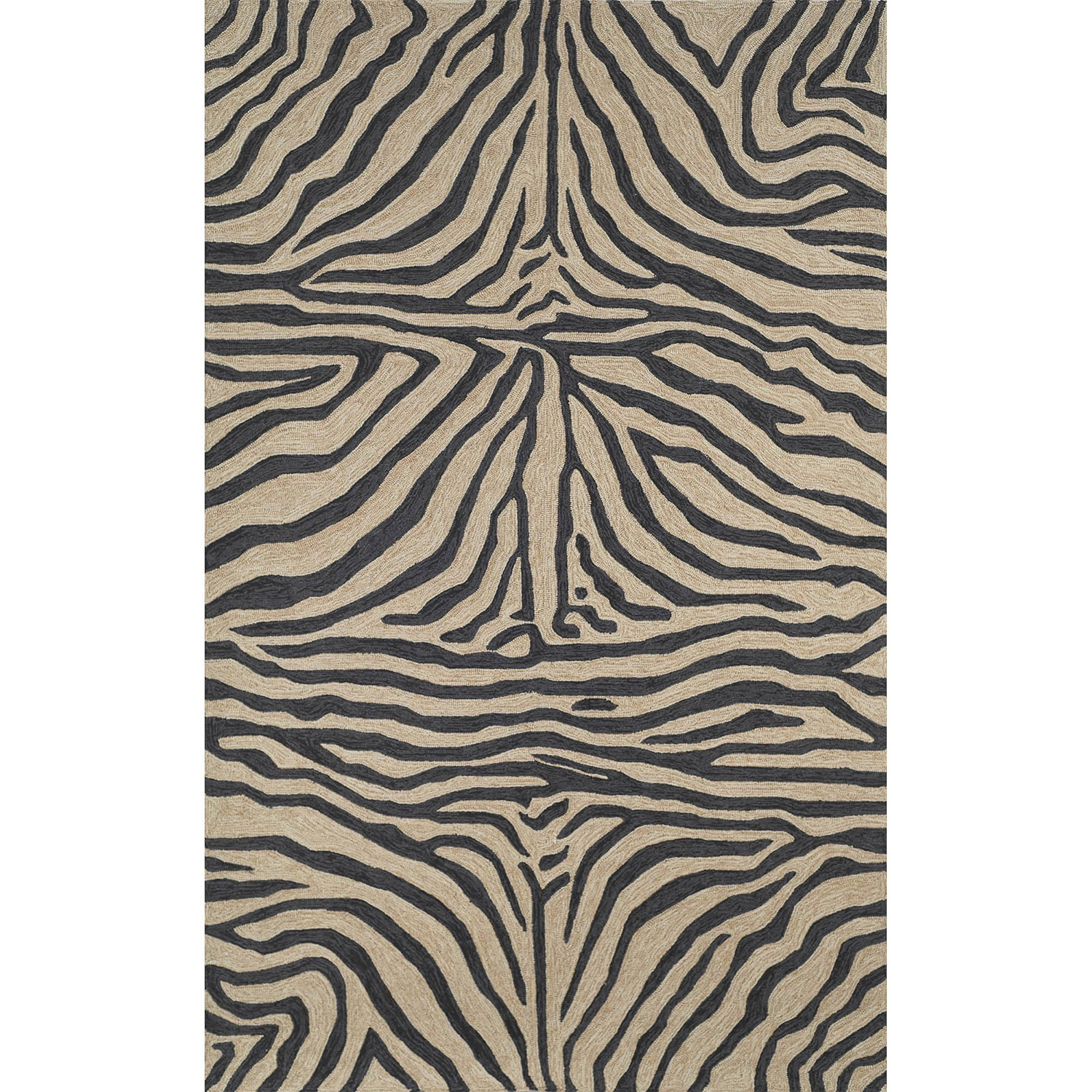 Liora Manne Ravella Indoor/Outdoor Durable Hand-Tufted  UV Stabilized Rug- Zebra Black  Product Image